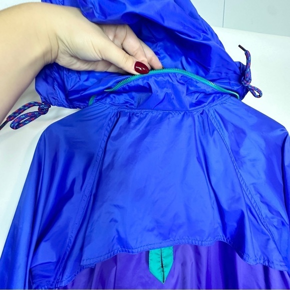 VINTAGE American Eagle 80s Zip Up Windbreaker Packable Hood Lightweight Mens XL - Picture 8 of 13